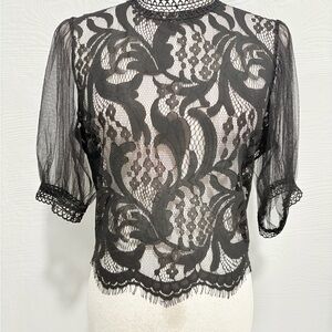 Elegant Black Lace Women Top